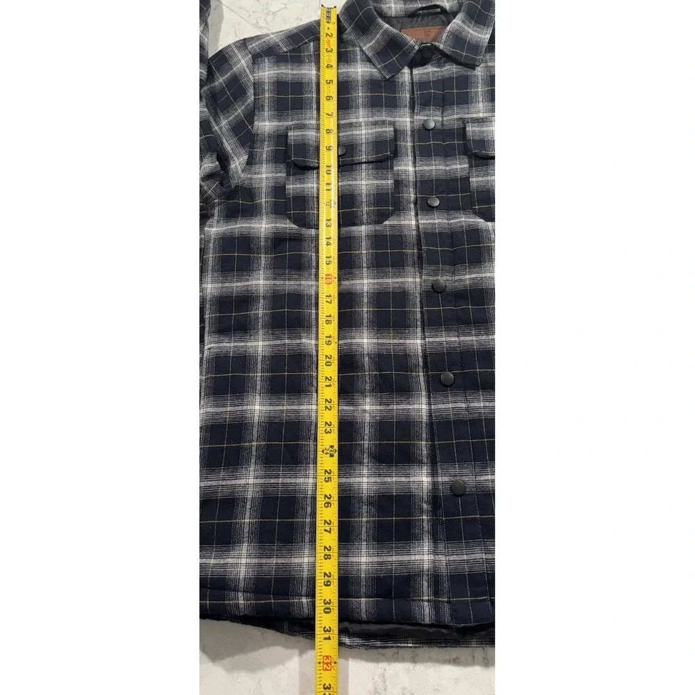 Rugged Elements Quilted Flannel Shirt Jacket Mens Large Gray Black Plaid Shacket